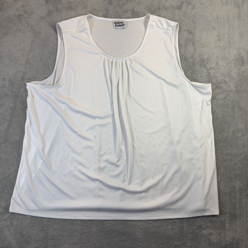 Anthony Richards Tank Top Womens 4X White Sleeveless Plus Size Casual Stretch